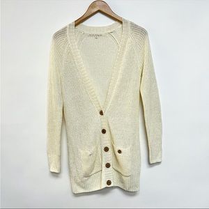 New RACHEL Rachel Roy Cream Cardigan Sweater Grandpa Knit Ivory Linen Small